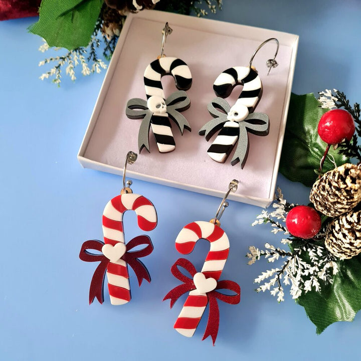 Candy Cane Festive Dangle Earrings by Cherryloco Jewellery 5