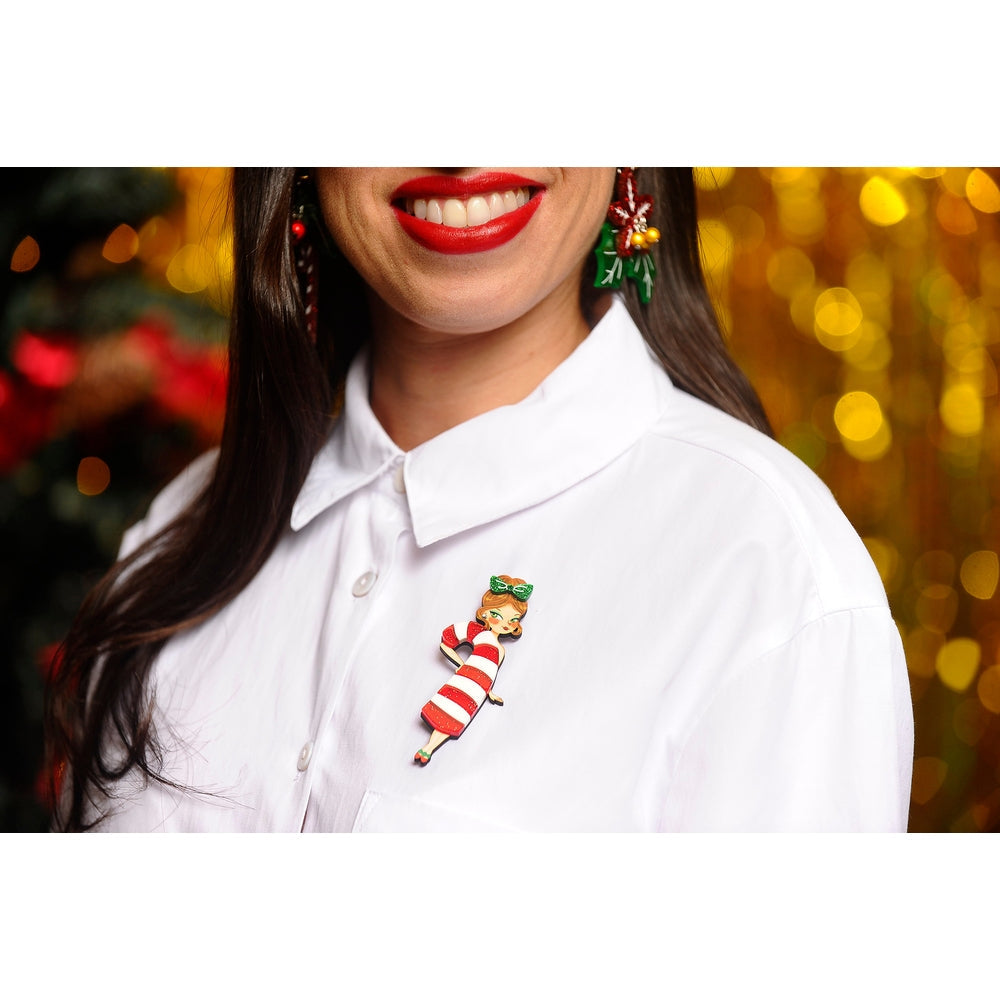 Candy Cane Girl Brooch by Laliblue 1