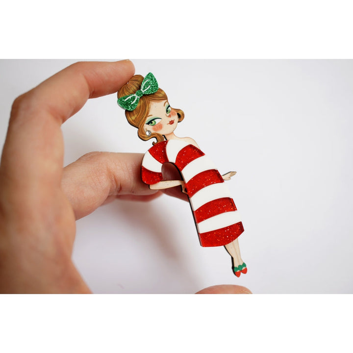 Candy Cane Girl Brooch by Laliblue 2