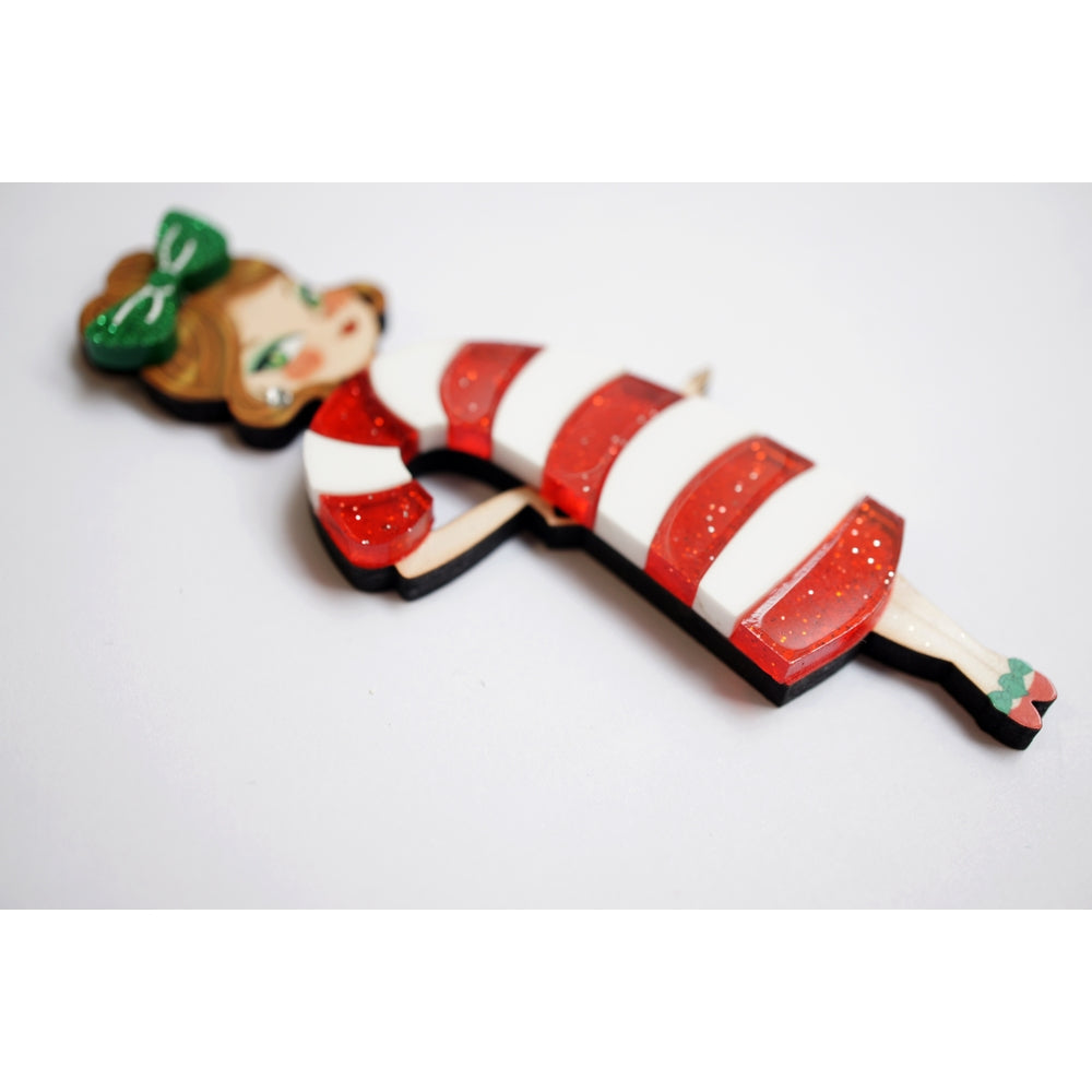 Candy Cane Girl Brooch by Laliblue 3