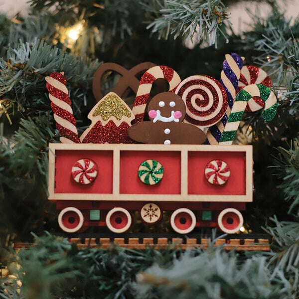 Old World Christmas Candy Cane Train Car Blown Glass Ornament