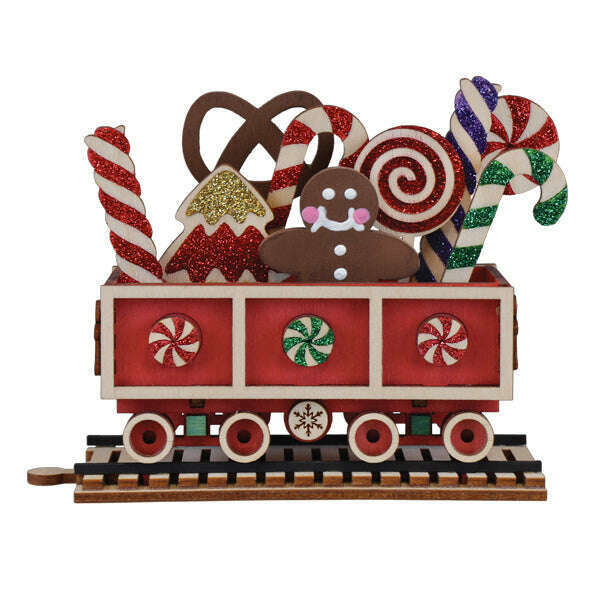 Old World Christmas Candy Cane Train Car Blown Glass Ornament
