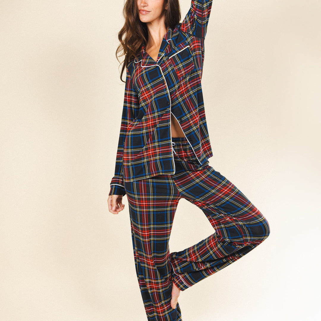 The Cappuccino | Holiday Tartan Plaid SleepDeep™ Women’s Long Sleeve Pajama Set