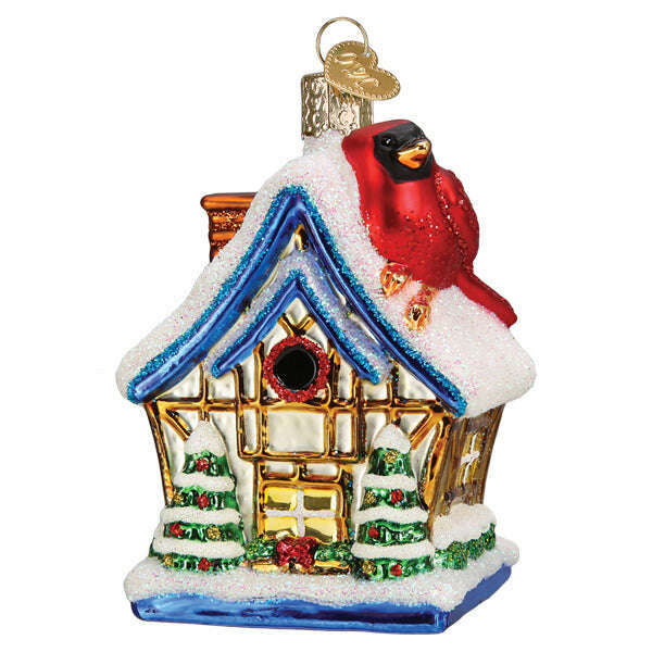 Old World Christmas Cardinal Birdhouse Blown Glass Ornament
