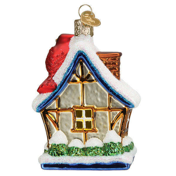Old World Christmas Cardinal Birdhouse Blown Glass Ornament