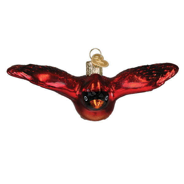 Old World Christmas Cardinal in Flight Blown Glass Ornament