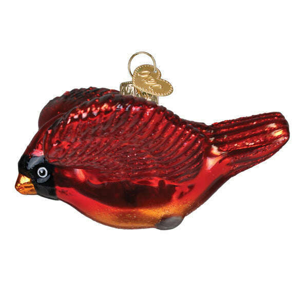 Old World Christmas Cardinal in Flight Blown Glass Ornament