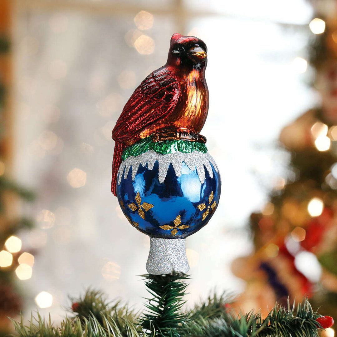 Old World Christmas Cardinal Tree Top Blown Glass Ornament