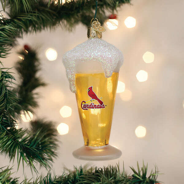 Old World Christmas Cardinals Glass of Beer Blown Glass Ornament