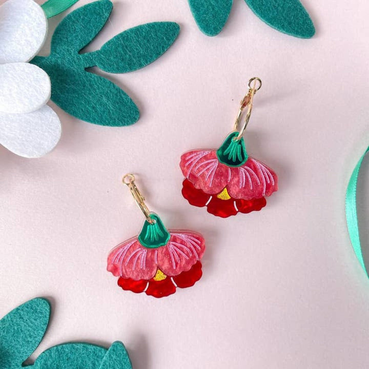 Carnation Handmade Acrylic Dangle Earrings 