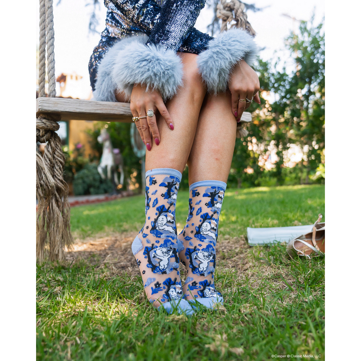 Casper and Trees Sheer Crew Sock