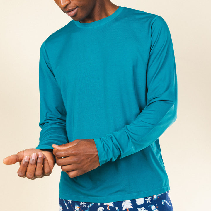 The Caspian Sea | Teal Blue SleepDeep™ Men’s Long Sleeve Pajama Shirt