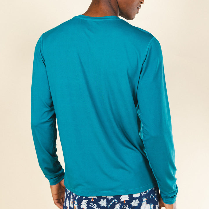 The Caspian Sea | Teal Blue SleepDeep™ Men’s Long Sleeve Pajama Shirt