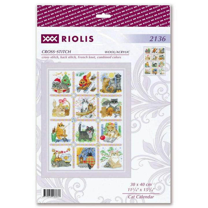 Cat Calendar R2136 Counted Cross Stitch Kit