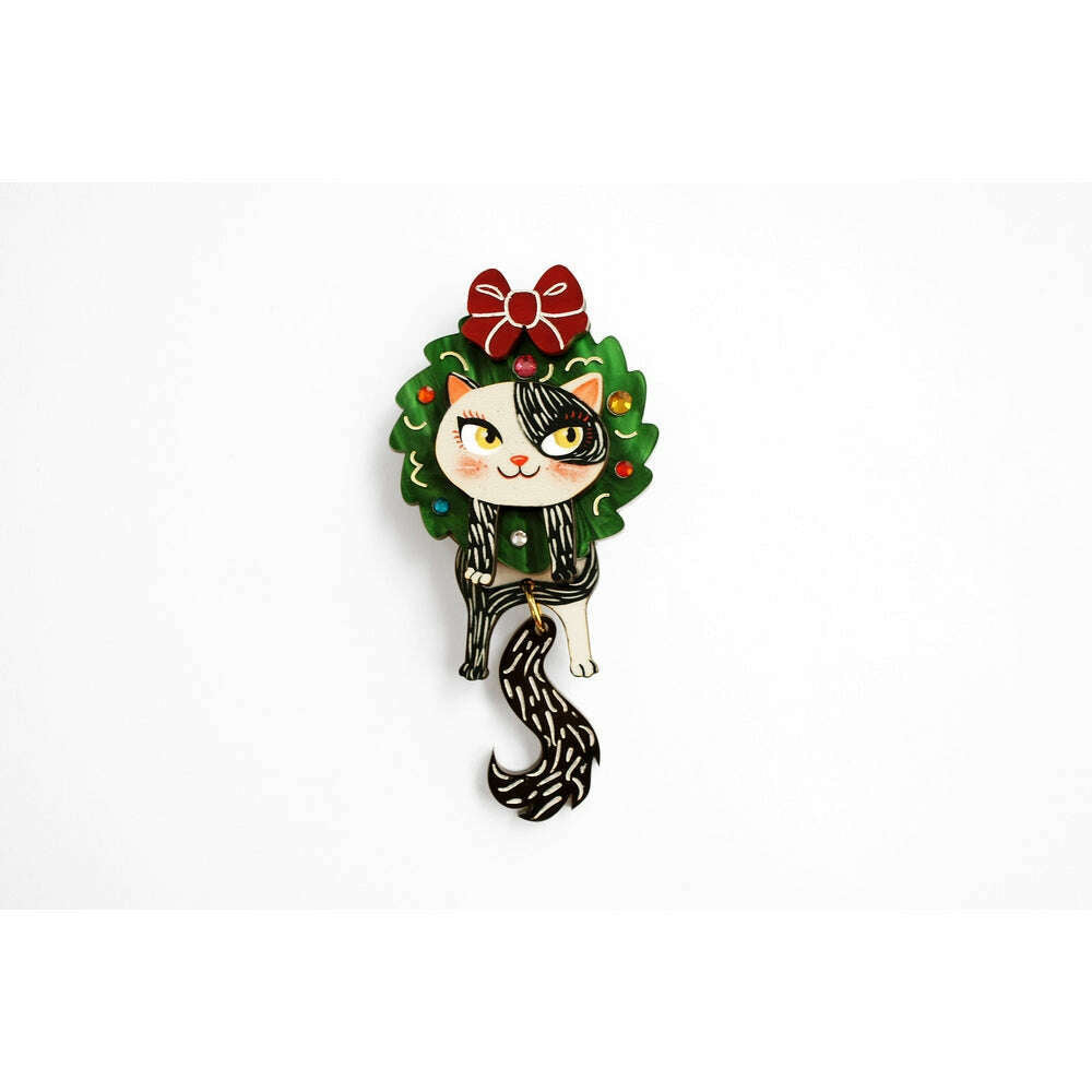 Cat in A Christmas Wreath Button Cover by Laliblue – view 2