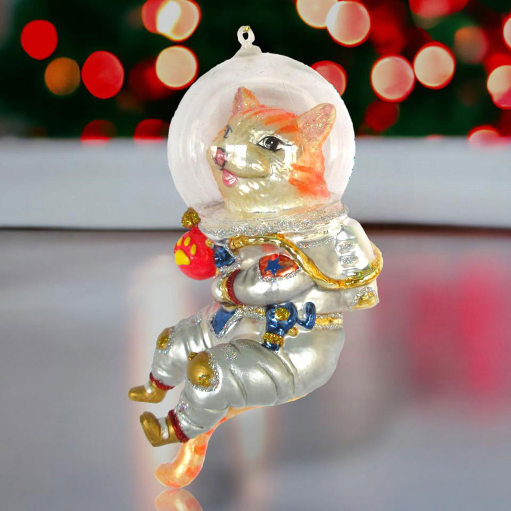 Cat in Space Suit Ornament by December Diamonds 