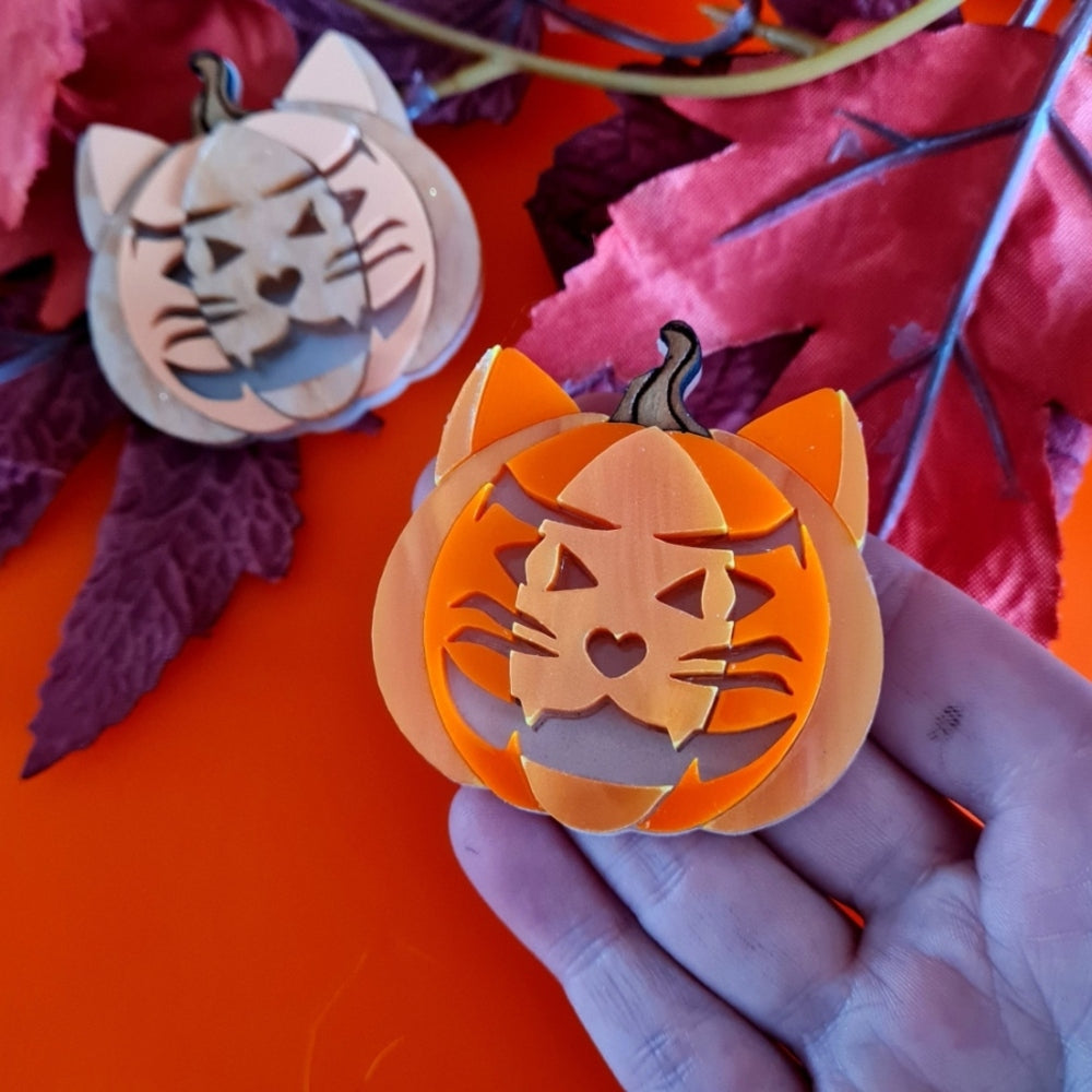Cat O Lantern Brooch or Necklace by Cherryloco Jewellery 1