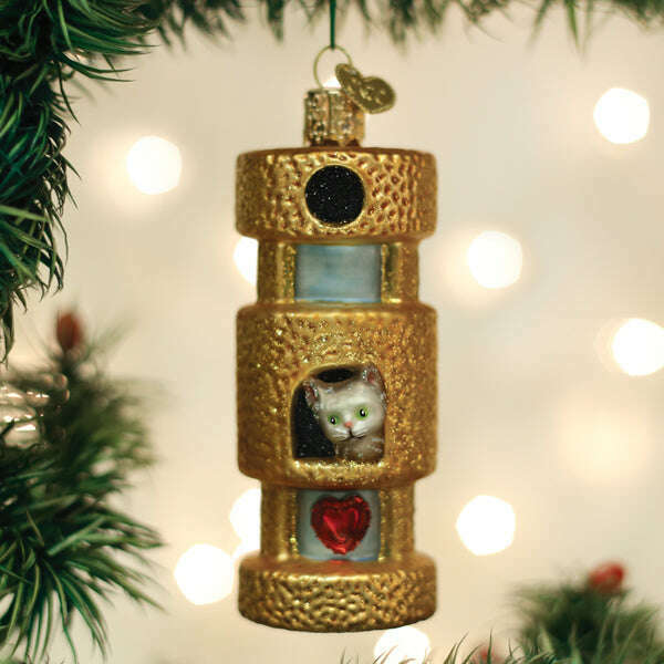 Old World Christmas Cat Tower Blown Glass Ornament