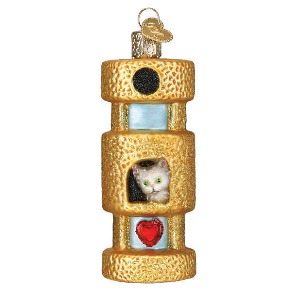Old World Christmas Cat Tower Blown Glass Ornament