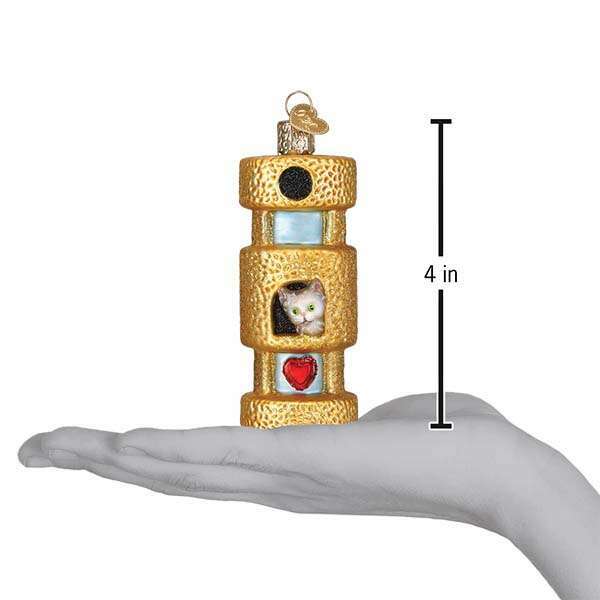 Old World Christmas Cat Tower Blown Glass Ornament