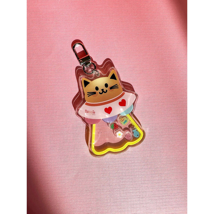 Cat UFO Shaker Acrylic Keychain