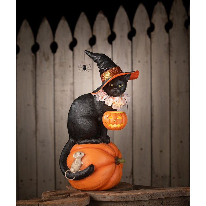 Cat Witch on Pumpkin by Bethany Lowe Designs image 1