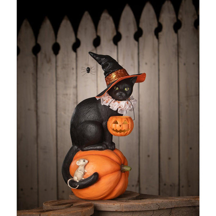 Cat Witch on Pumpkin by Bethany Lowe Designs image