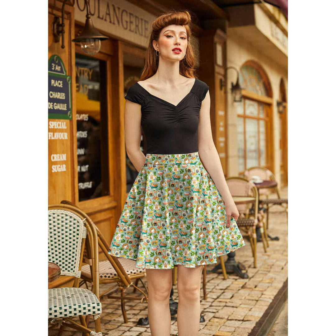 Cats & Plants Skater Skirt