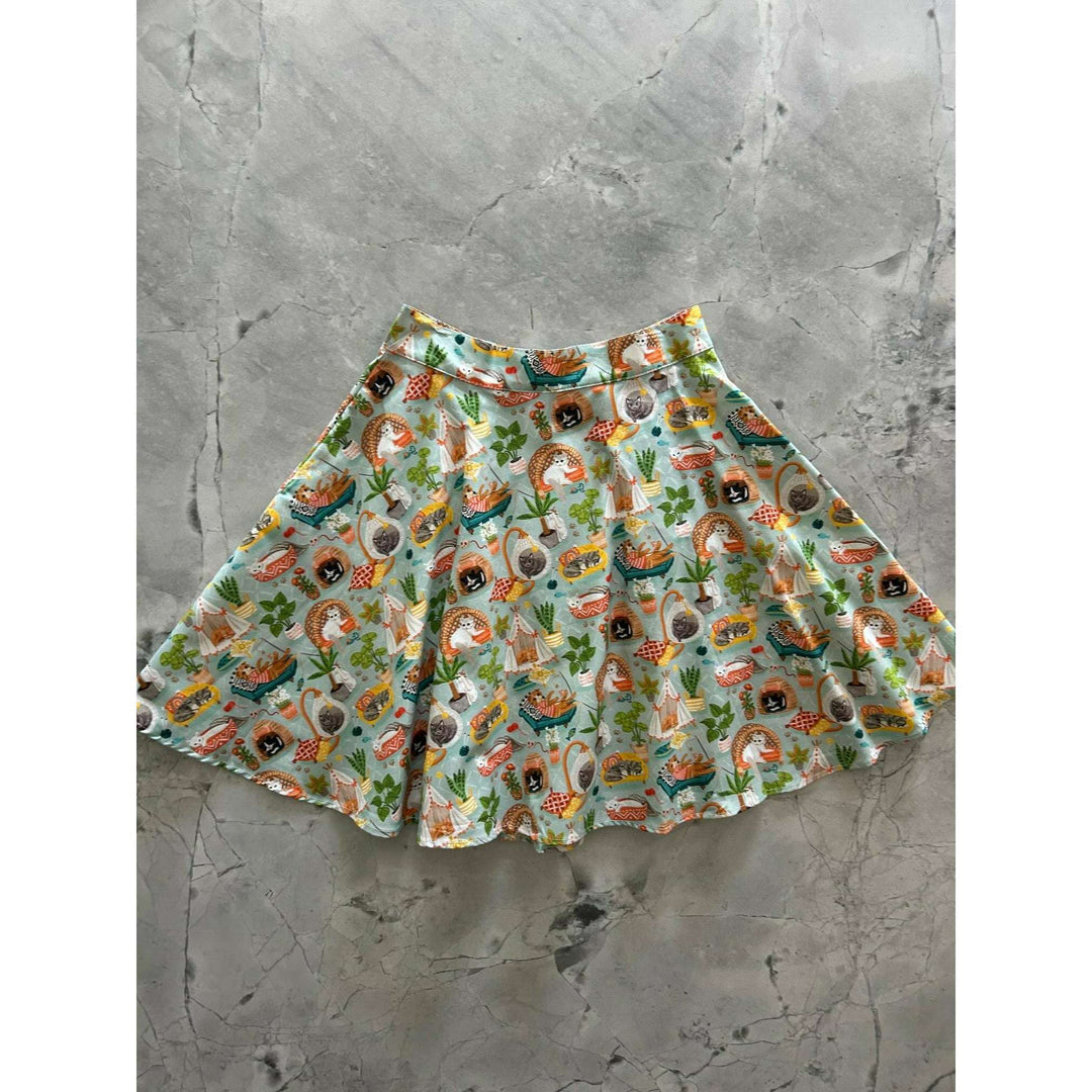 Cats & Plants Skater Skirt