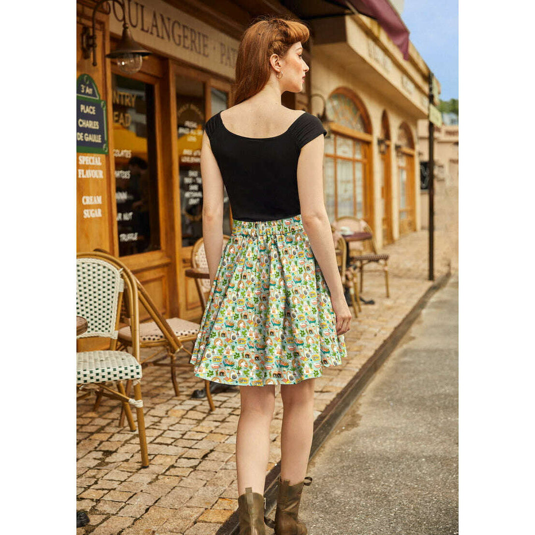 Cats & Plants Skater Skirt