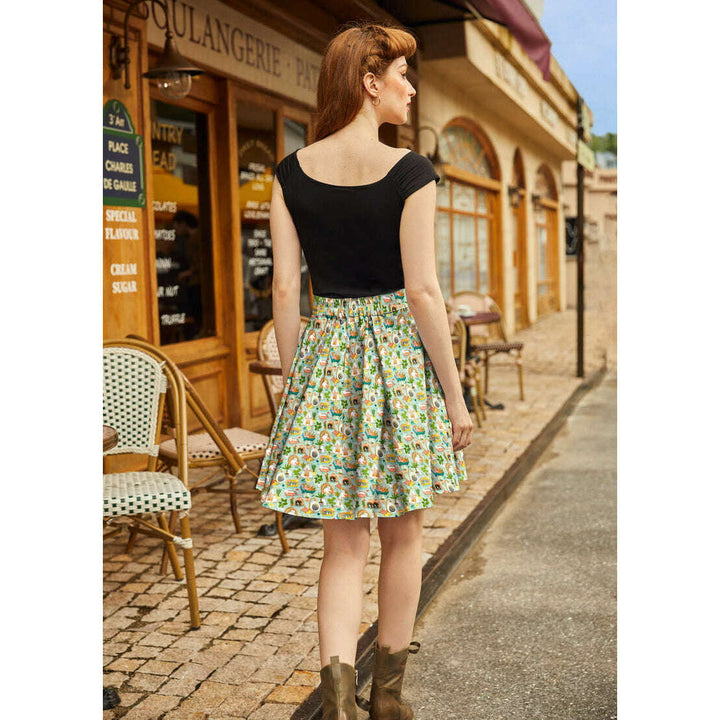 Cats & Plants Skater Skirt