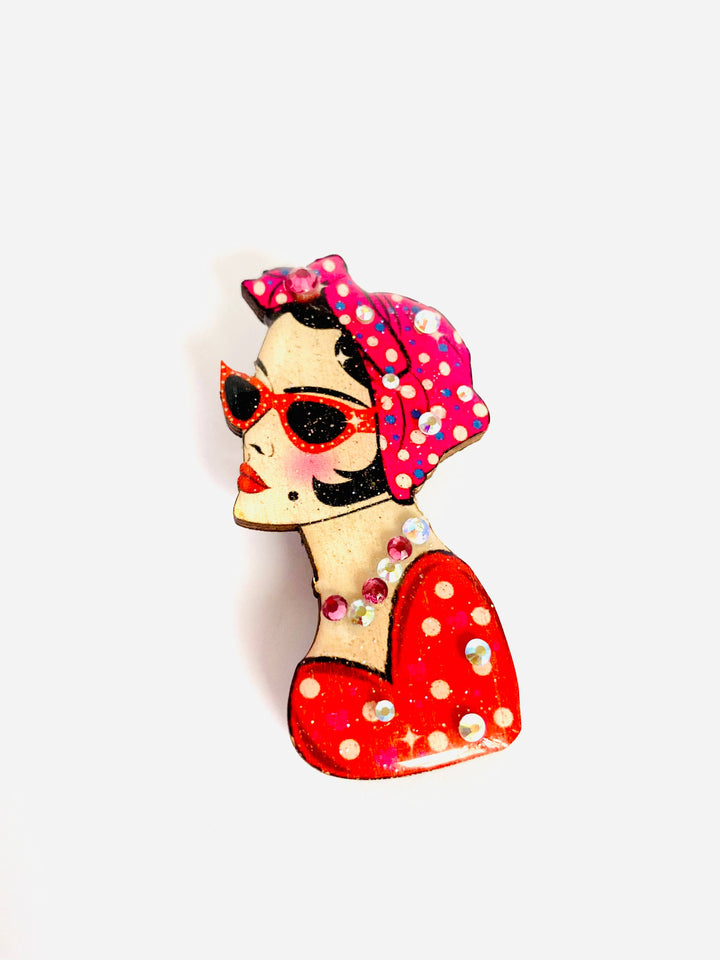 Mid-Century Lady in Turban Brooch by Rosie Rose Parker