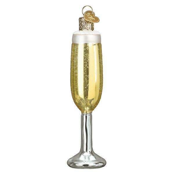 Old World Christmas Champagne Flute Blown Glass Ornament