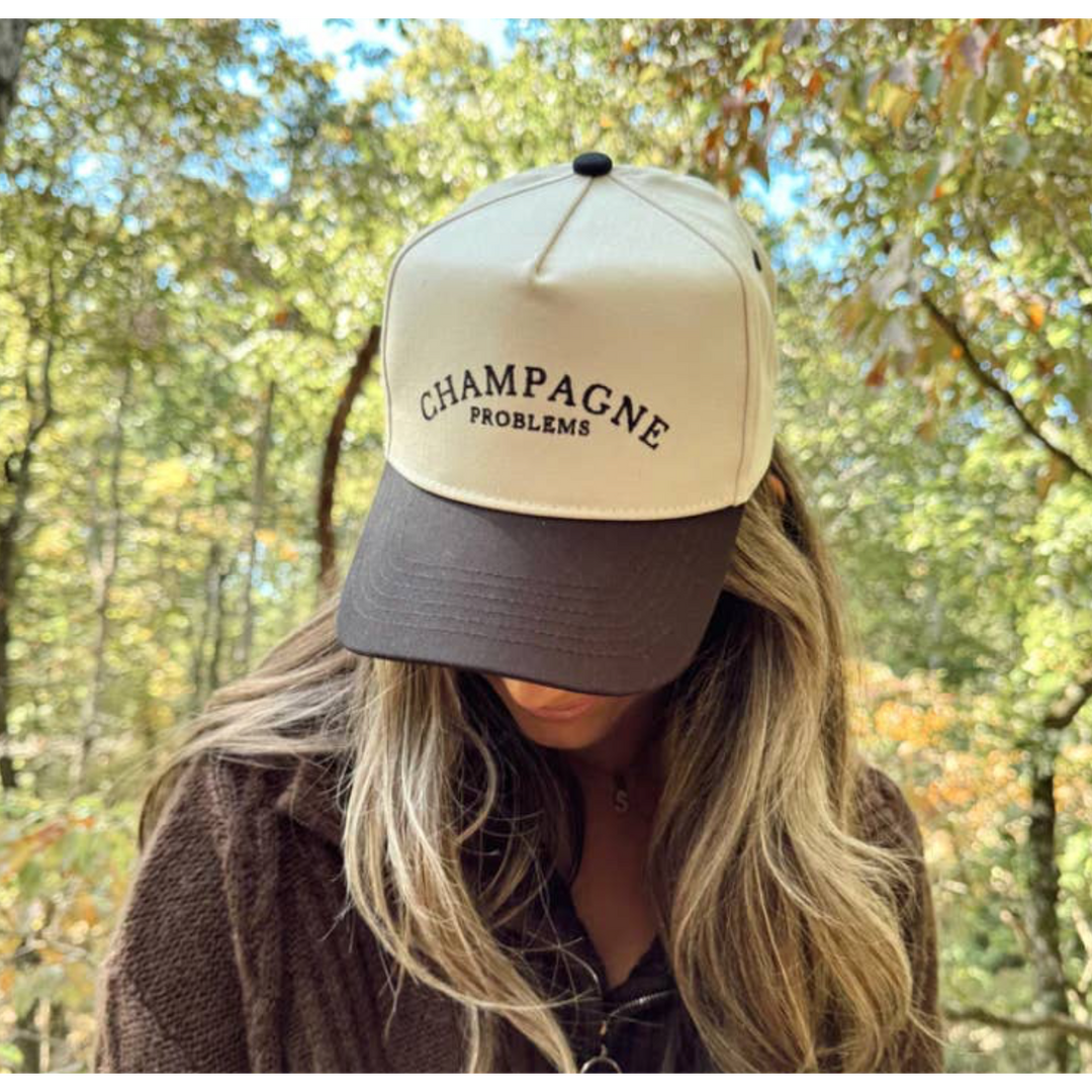 Champagne Problems - Black Vintage Trucker Hat