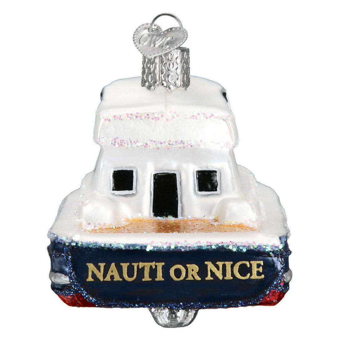 Old World Christmas Charter Boat Blown Glass Ornament