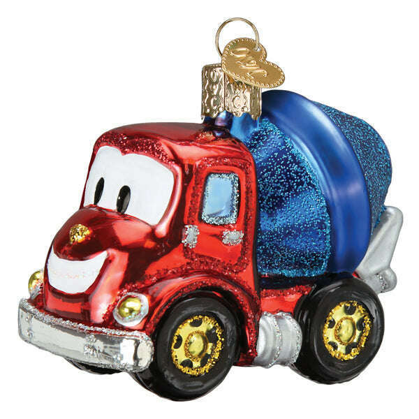 Old World Christmas Cheerful Cement Truck Blown Glass Ornament