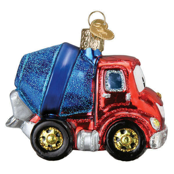 Old World Christmas Cheerful Cement Truck Blown Glass Ornament