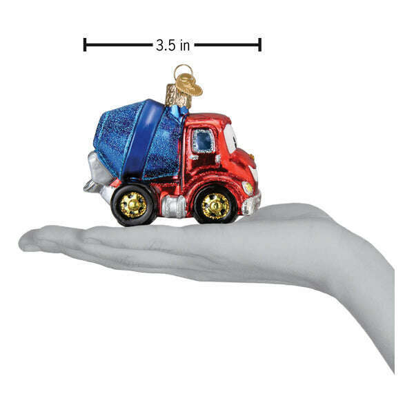 Old World Christmas Cheerful Cement Truck Blown Glass Ornament