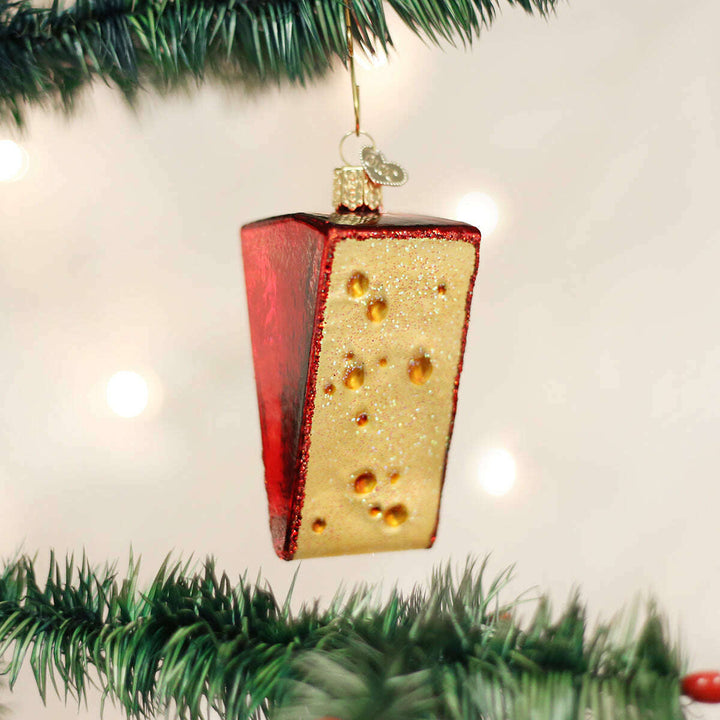 Old World Christmas Cheese Wedge Blown Glass Ornament