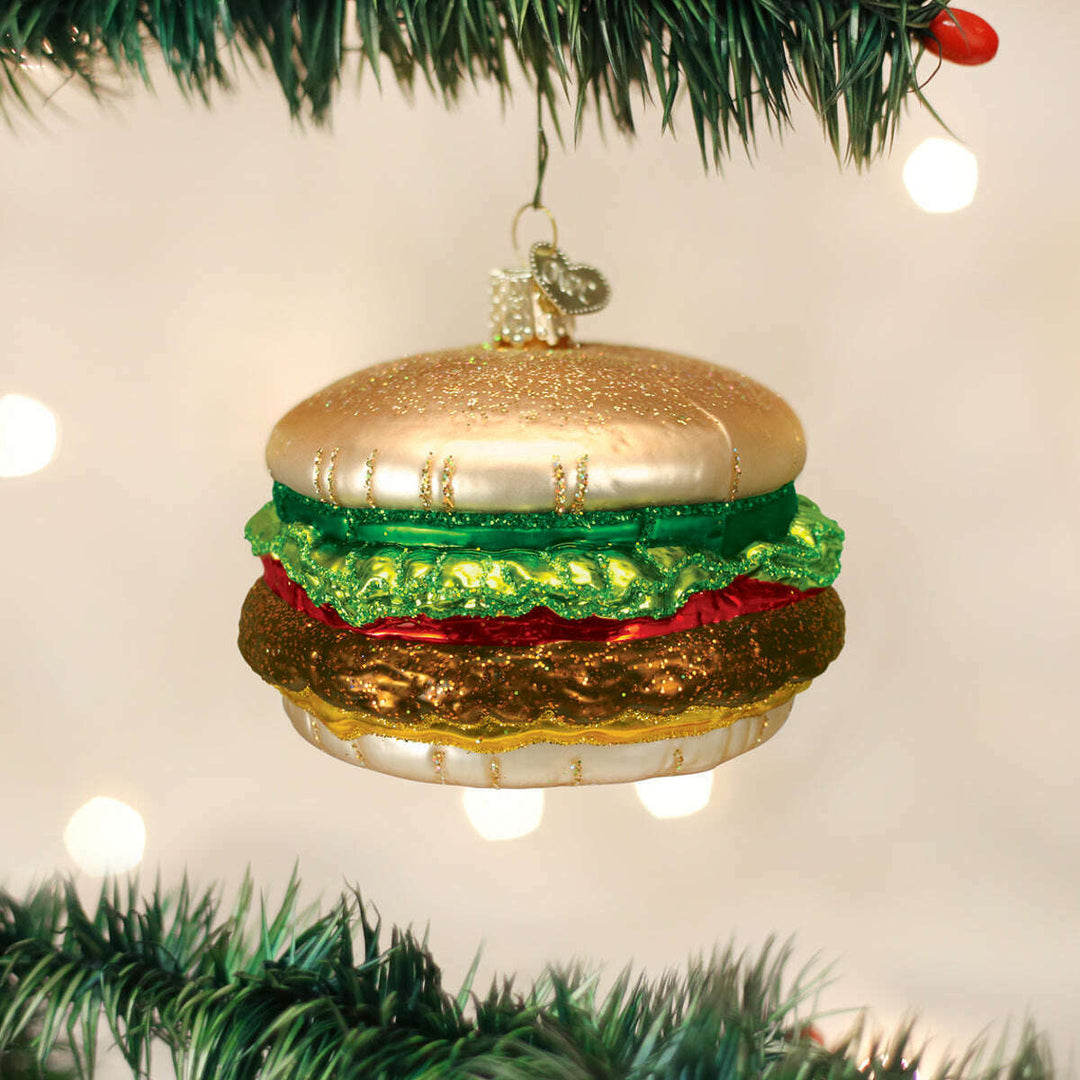 Old World Christmas Cheeseburger Blown Glass Ornament
