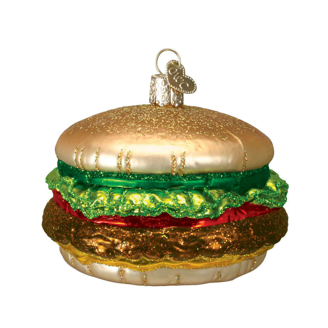 Old World Christmas Cheeseburger Blown Glass Ornament