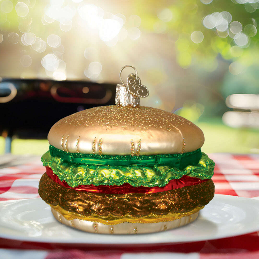 Old World Christmas Cheeseburger Blown Glass Ornament