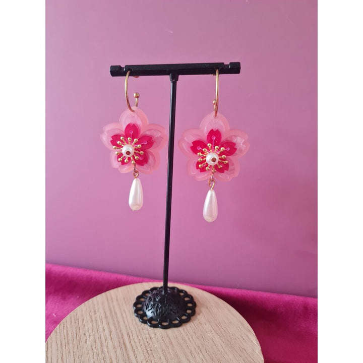 Cherry Blossom Sakura Hoop Earrings by Cherryloco Jewellery 3