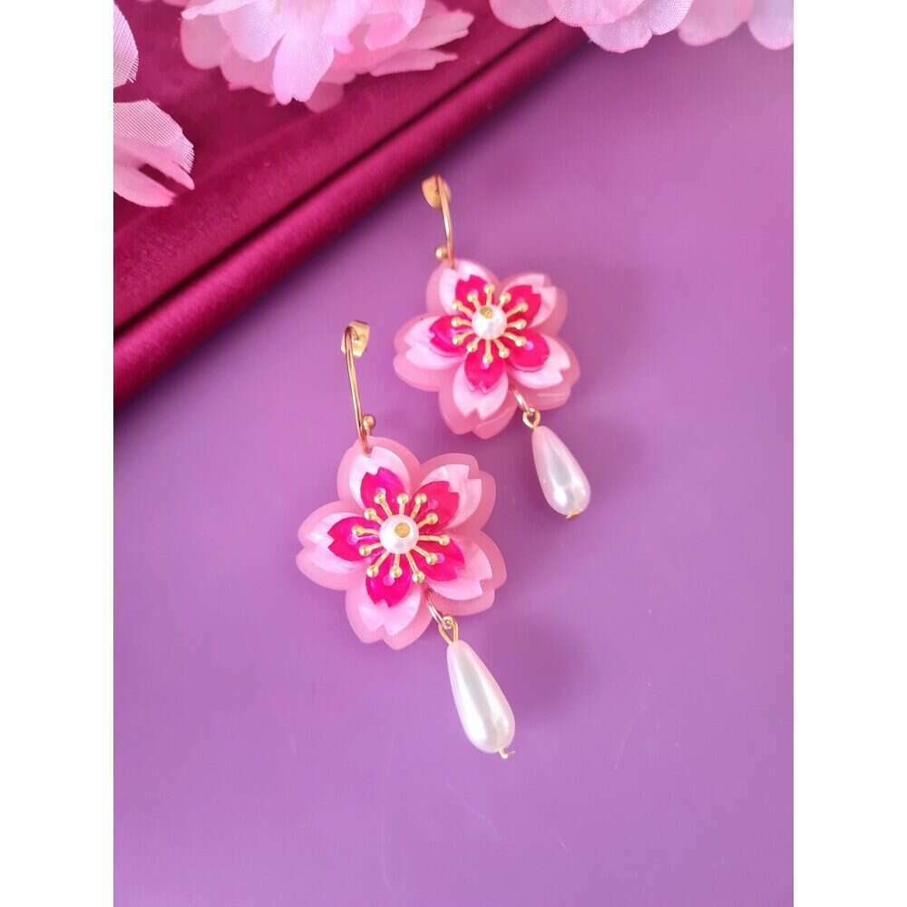 Cherry Blossom Sakura Hoop Earrings by Cherryloco Jewellery 4