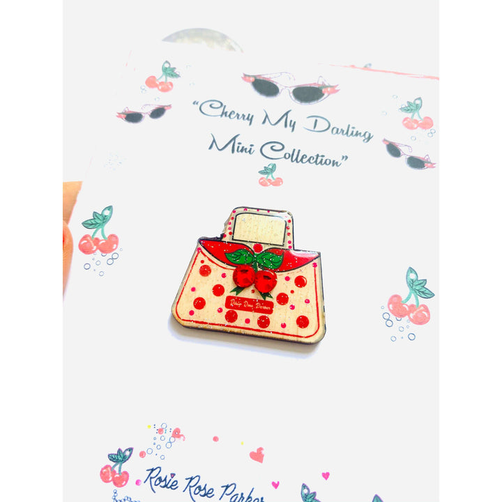 Cherry Handbag Pin Retro 50s Inspired Brooch