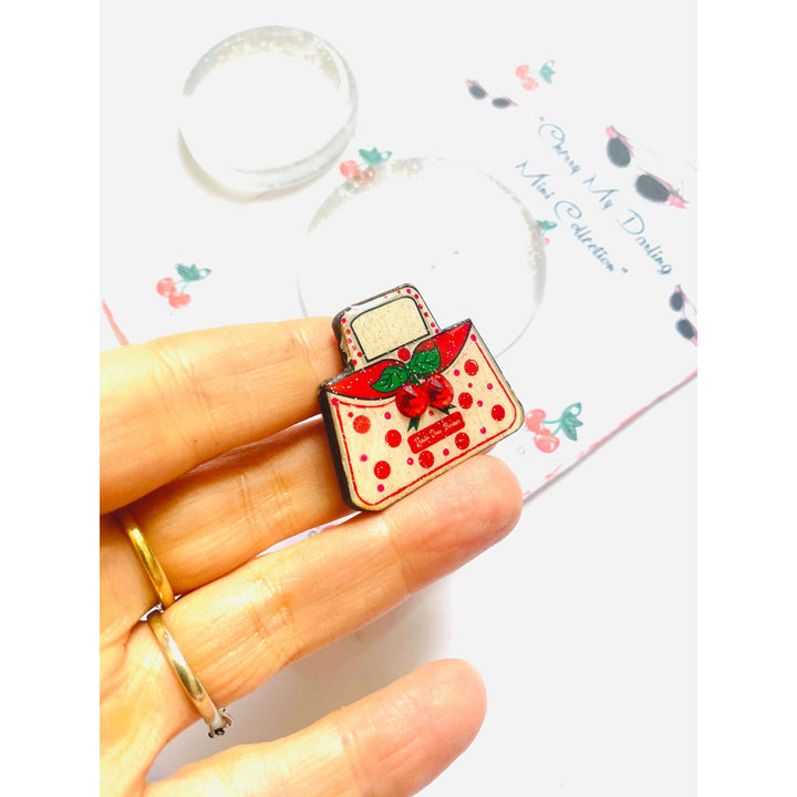 Cherry Handbag Pin Retro 50s Inspired Brooch