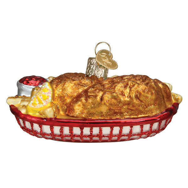 Old World Christmas Chicken Basket Blown Glass Ornament