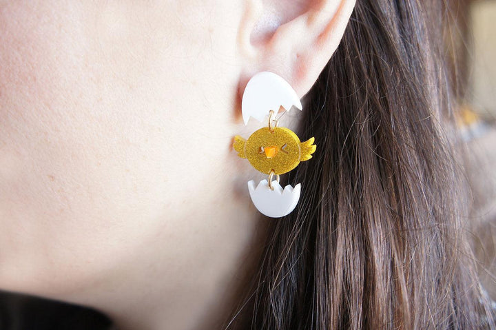 Chicks in Egg Shells Earrings by Laliblue - Quirks!