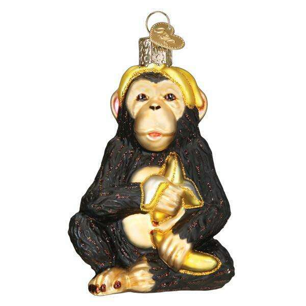 Old World Christmas Chimpanzee Blown Glass Ornament