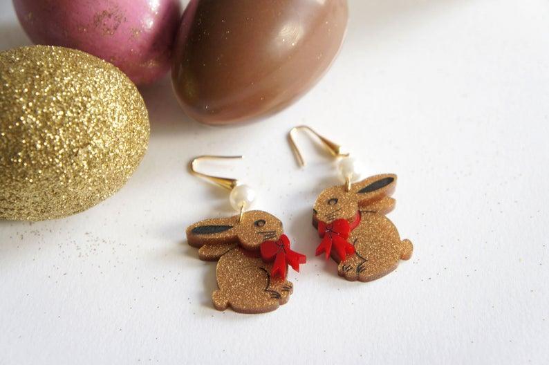 Chocolate Easter Bunny Earrings by Laliblue - Quirks!